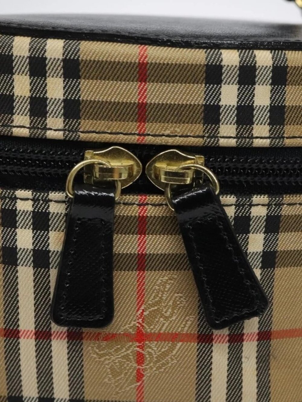 Burberrys Nova Check Hand Bag Canvas Beige Gold Auth 120481 - Picture 10 of 16